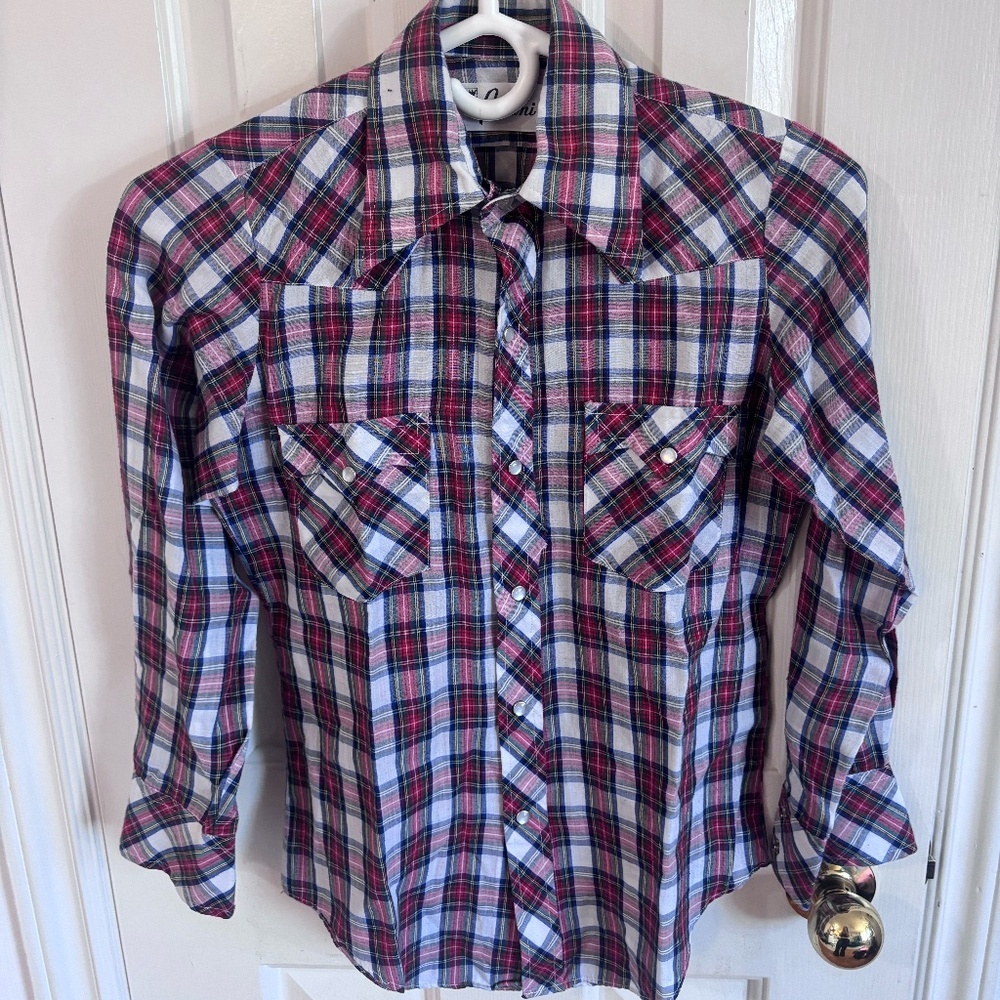 vintage y2k plaid fitted button up